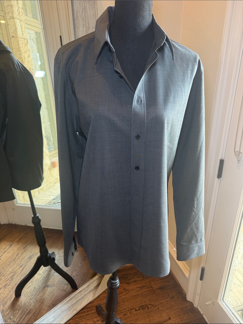 Theory Men's Gray Long-Sleeve Dress Shirt